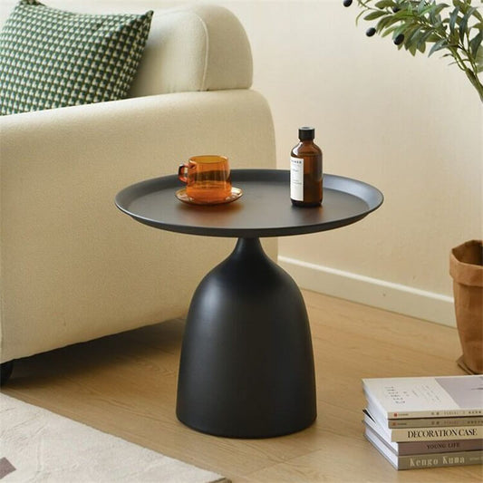 Cream Round Metal Tray Table