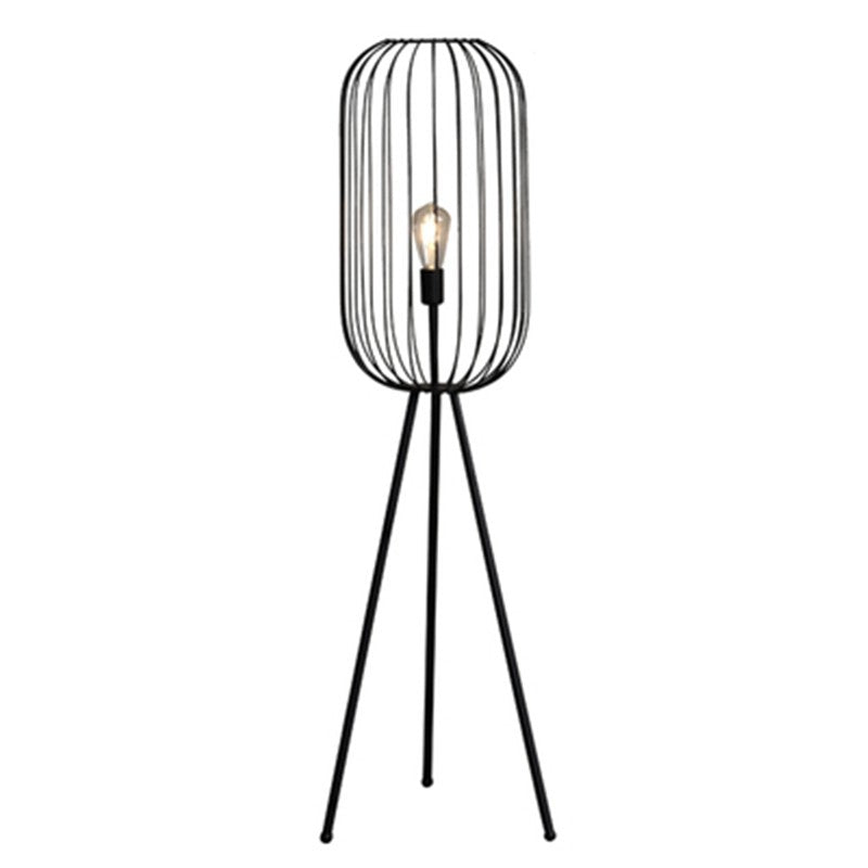 Striped cage floor lamp
