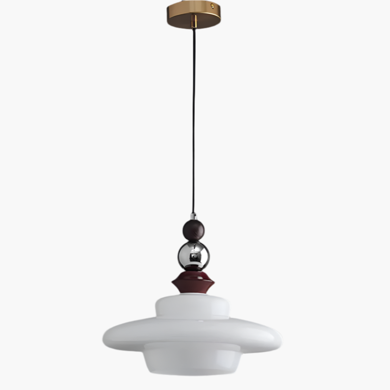 Medieval Style Glass Beige Dining Room Pendant Light